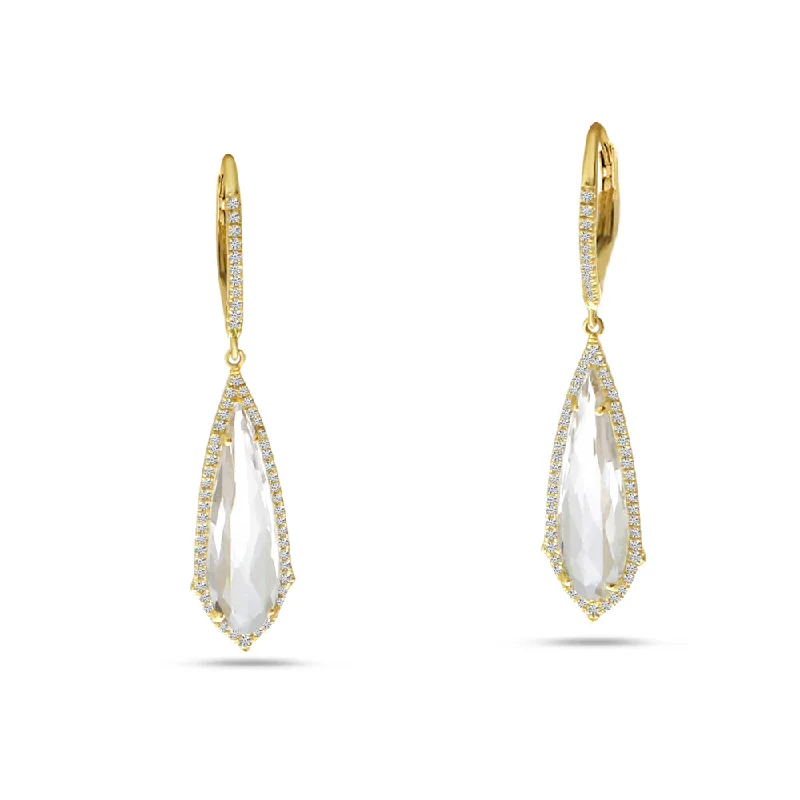 women’s cubic zirconia earrings-FANCY WHITE TOPAZ DANGLE EARRINGS E4130