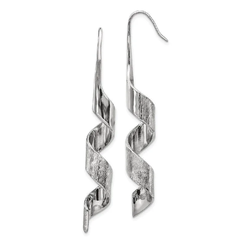 women’s 3-stone earrings-Stainless Steel Swirl Dangle Earrings