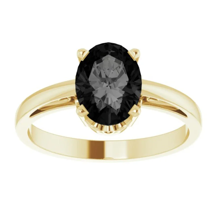 women’s high-end rings-14K Yellow Natural Black Onyx Ring