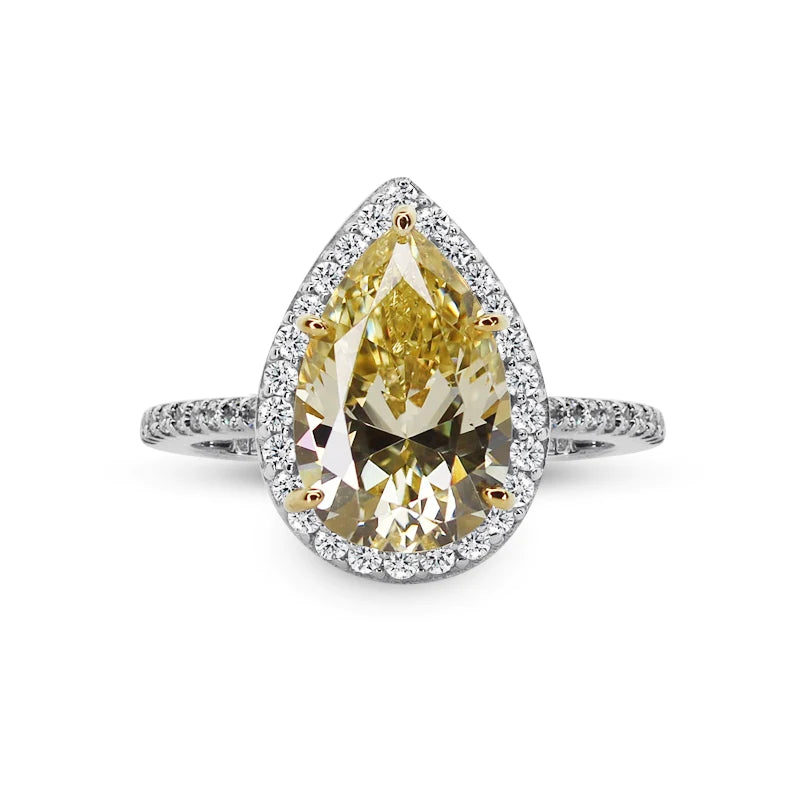 women’s diamond ring-Canary Pear Yellow Zircon Ring