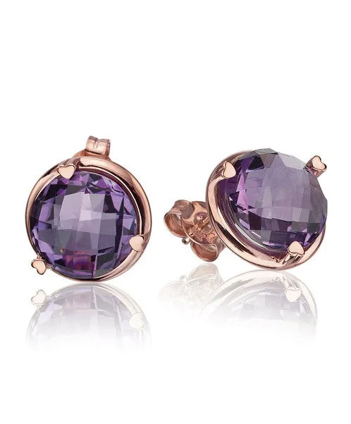 women’s zirconia earrings-Amethyst stud earrings 360-JSA