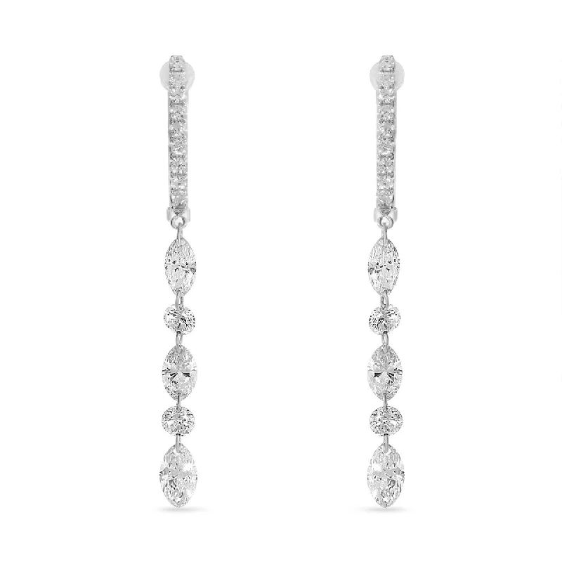 women’s diamond earrings-DASHING DIAMOND MARQUIS / ROUND LG DANGLE EARRINGS E10354W