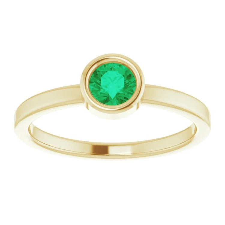 women’s titanium rings-14K Yellow 4.5 mm Natural Emerald Ring