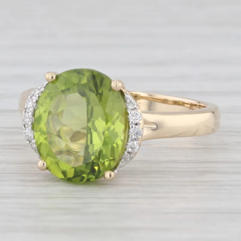 4.03ctw Oval Peridot Diamond Ring 14k Yellow Gold Size 7