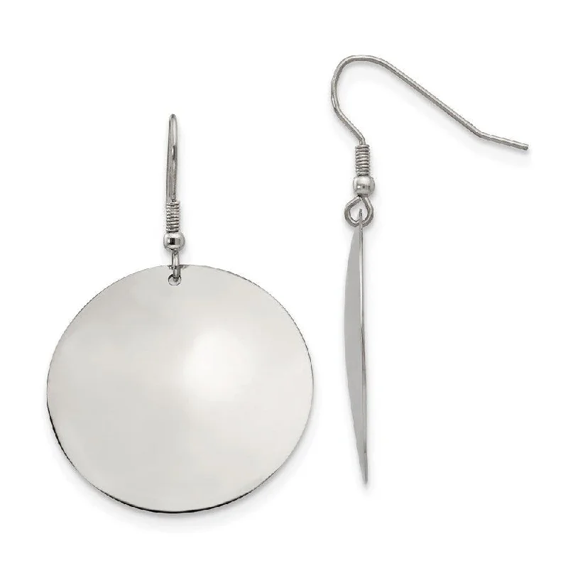 women’s art deco earrings-Stainless Steel Polished Discs Dangle Earrings