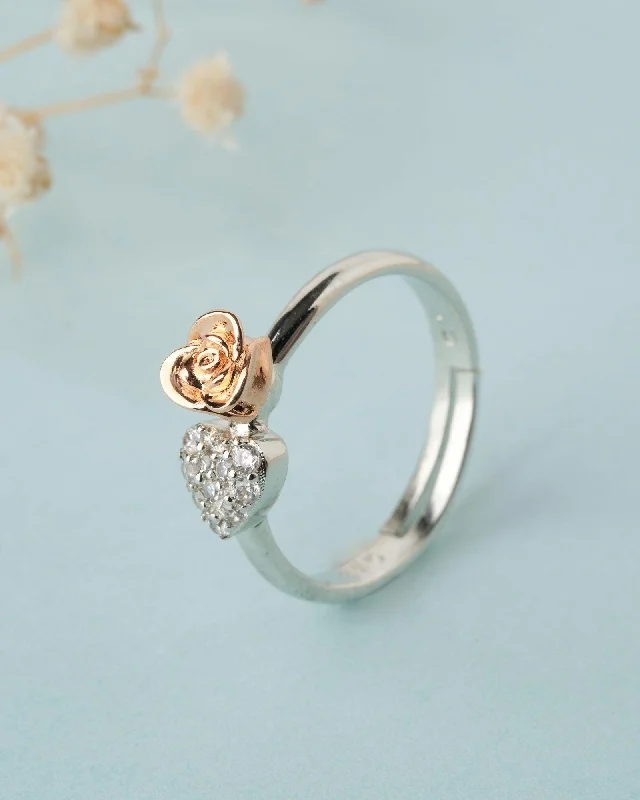 women’s modern rings-925 Sterling Silver Beautiful Rose Ring R01597