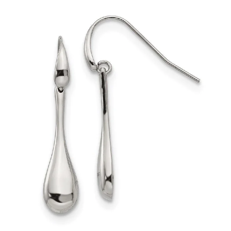 women’s cuff earrings-Stainless Steel Polished Shepherds Hook Earrings