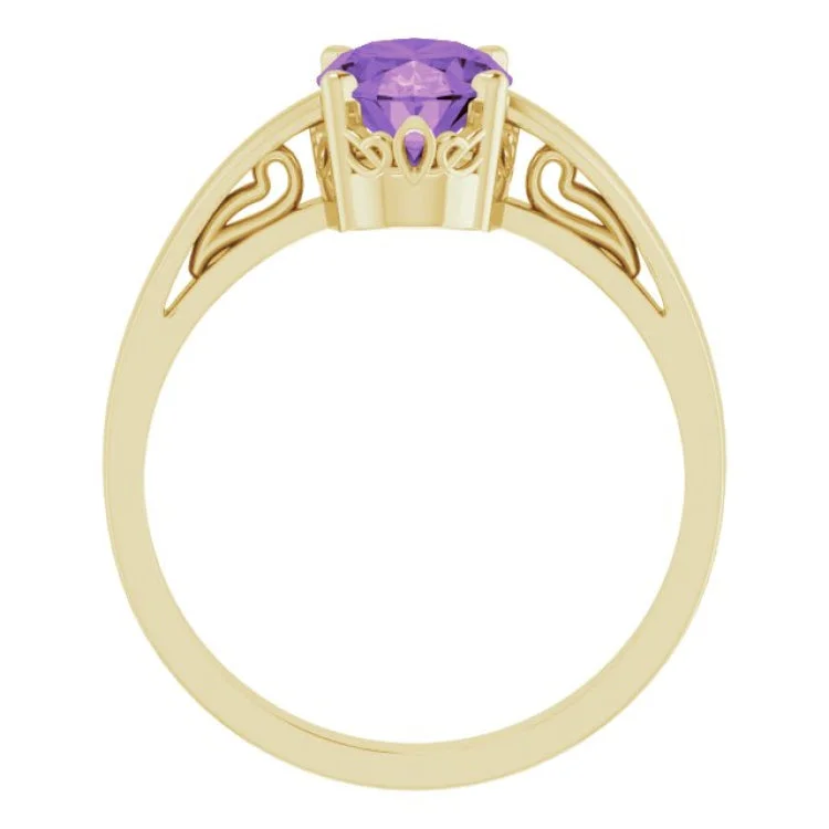 women’s promise rings-14K Yellow Natural Amethyst Ring