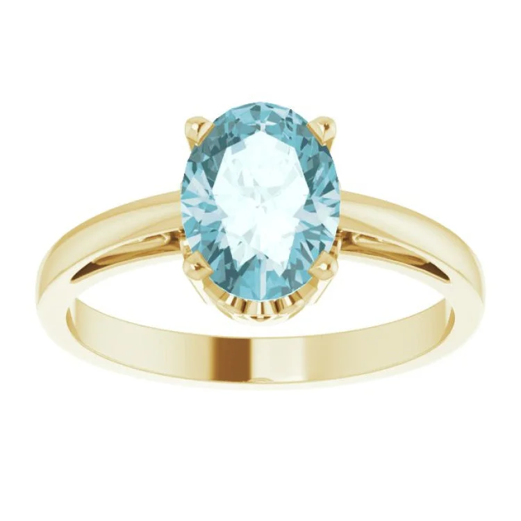 women’s gemstone ring-14K Yellow Natural Sky Blue Topaz Ring