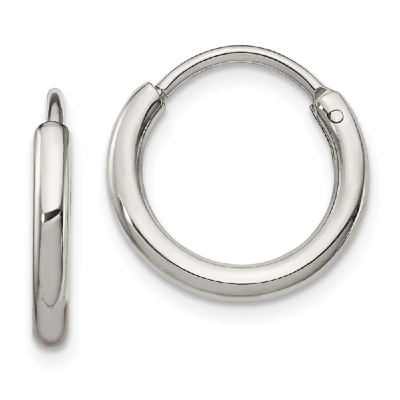 women’s round earrings-Stainless Steel Polished 2.00mm Endless Hoop Earrings