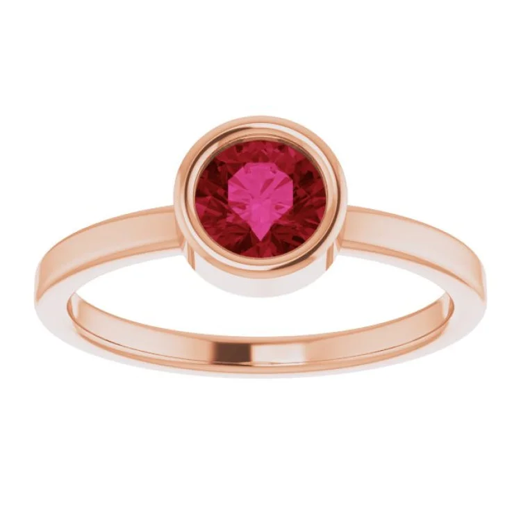 women’s birthstone rings-14K Rose 5.5 mm Natural Ruby Ring