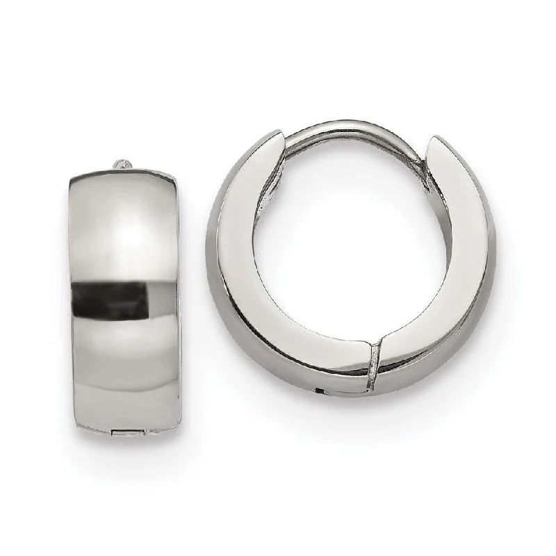 women’s elegant earrings-Stainless Steel Polished 5.0mm Hinged Hoop Earrings