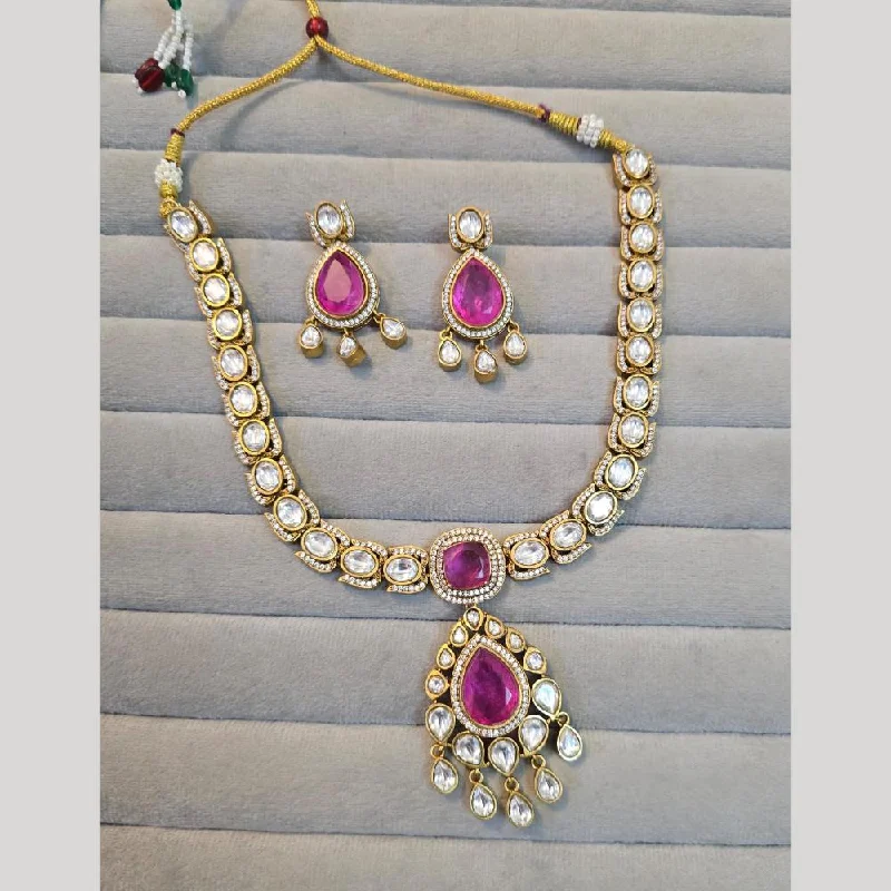 women’s layered necklace-JCM Gold Plated Crystal And Austrian Stone Necklace Set