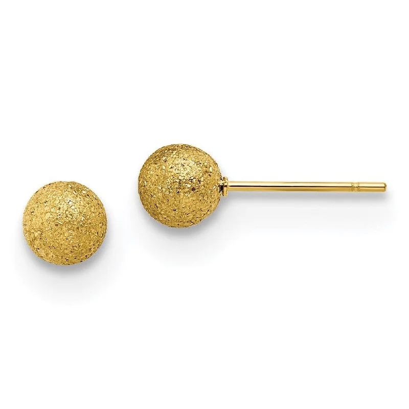 women’s jade earrings-Stainless Steel Polished Laser cut Yellow IP-plated 6mm Ball Post Earrings