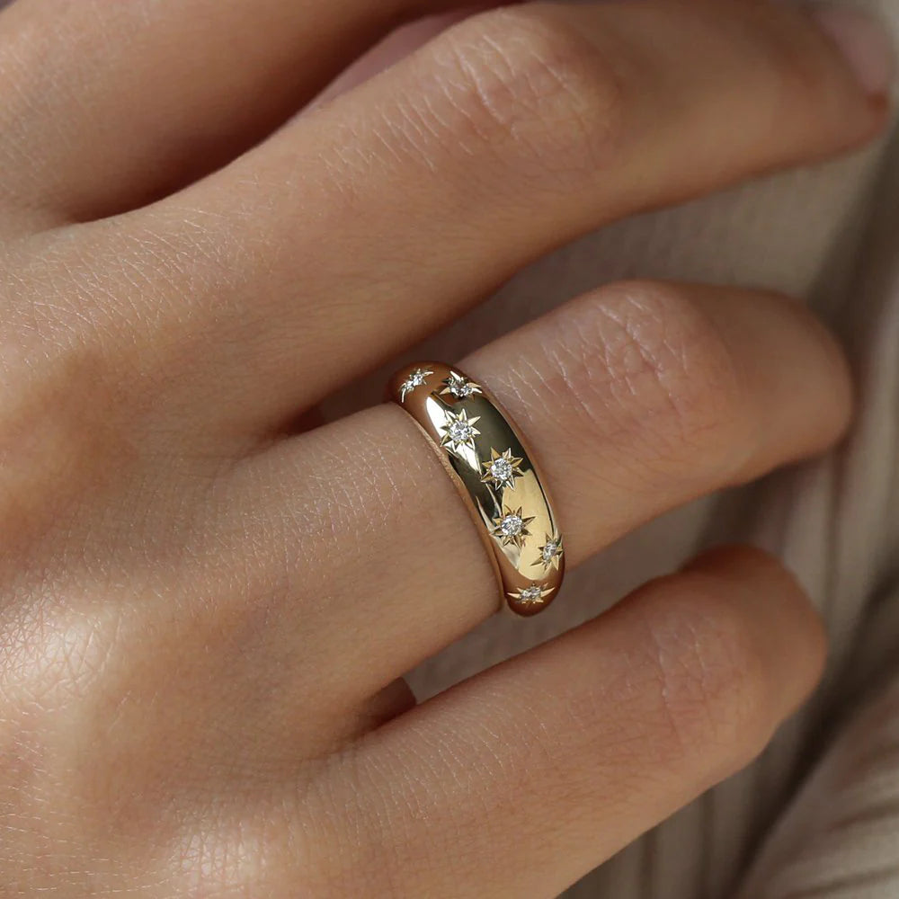 women’s promise rings-Polar Bling Gold Plated Band