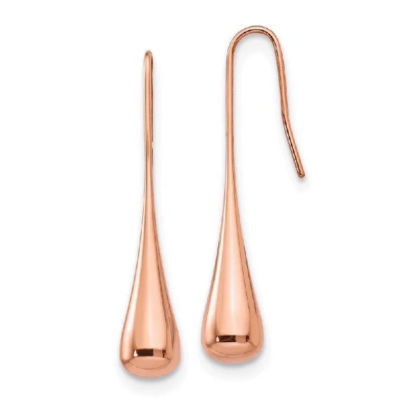 women’s bridal drop earrings-Stainless Steel Pink IP-plated Dangle Earrings