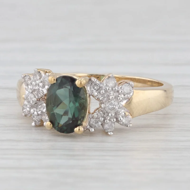 0.87ctw Green Labradorite Diamond Ring 10k Yellow Gold Size 6.25