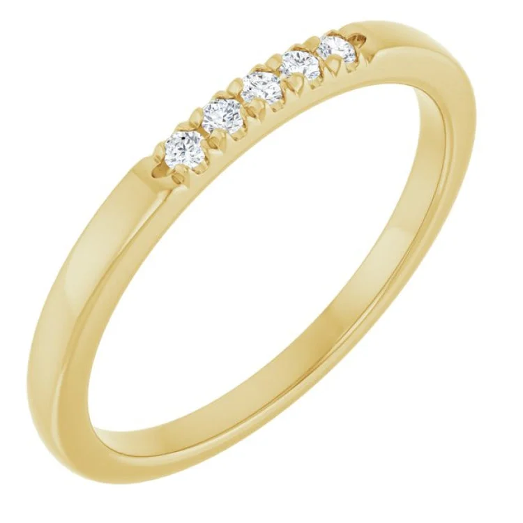 women’s silver wedding ring-14K Yellow .08 CTW Lab-Grown Diamond  French-Set Anniversary Band