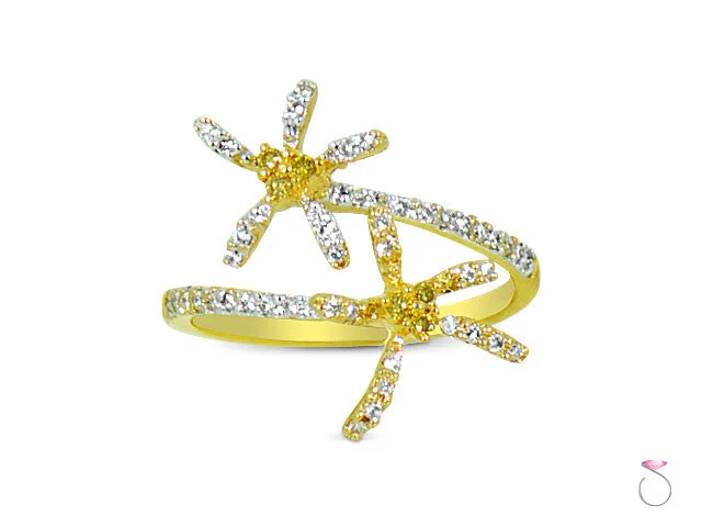 Floral bypass Diamond Ring in 18K