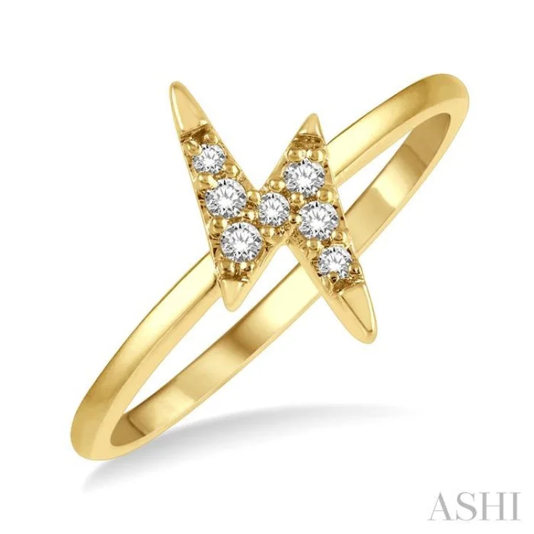 women’s promise rings-1/10 Ctw Lightning Bolt Round Cut Diamond Petite Fashion Ring in 14K Yellow Gold