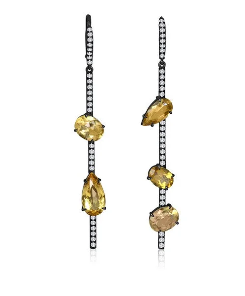 women’s dangling pearl earrings-Golden Beryl and Diamond Earrings 15-JSA