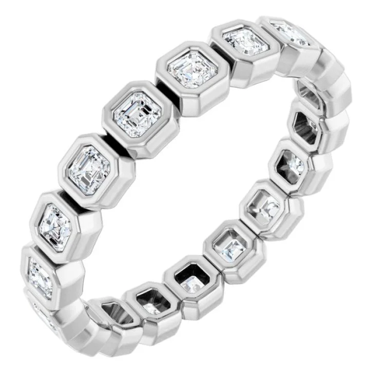 women’s gemstone rings-14K White 1 CTW Lab-Grown Diamond  Eternity Band