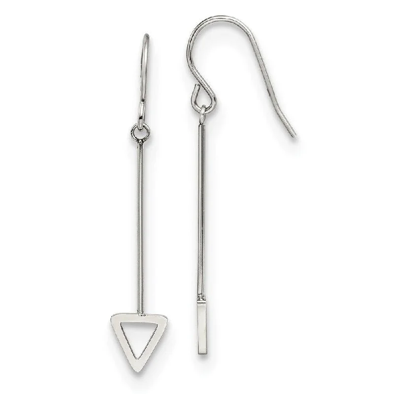 women’s stud earrings-Stainless Steel Polished Triangle Dangle Earrings