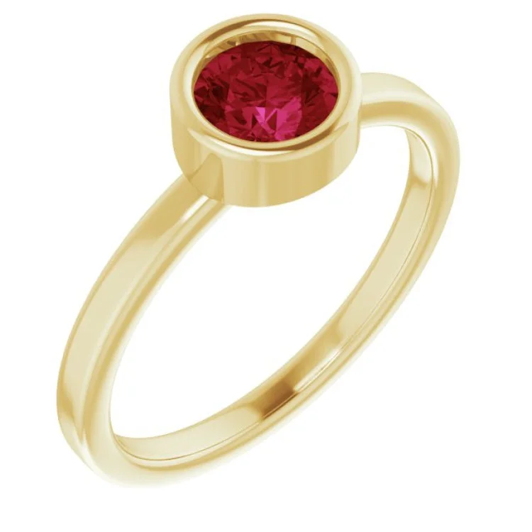 women’s engagement rings with diamonds-14K Yellow 5.5 mm Lab-Grown Ruby Ring