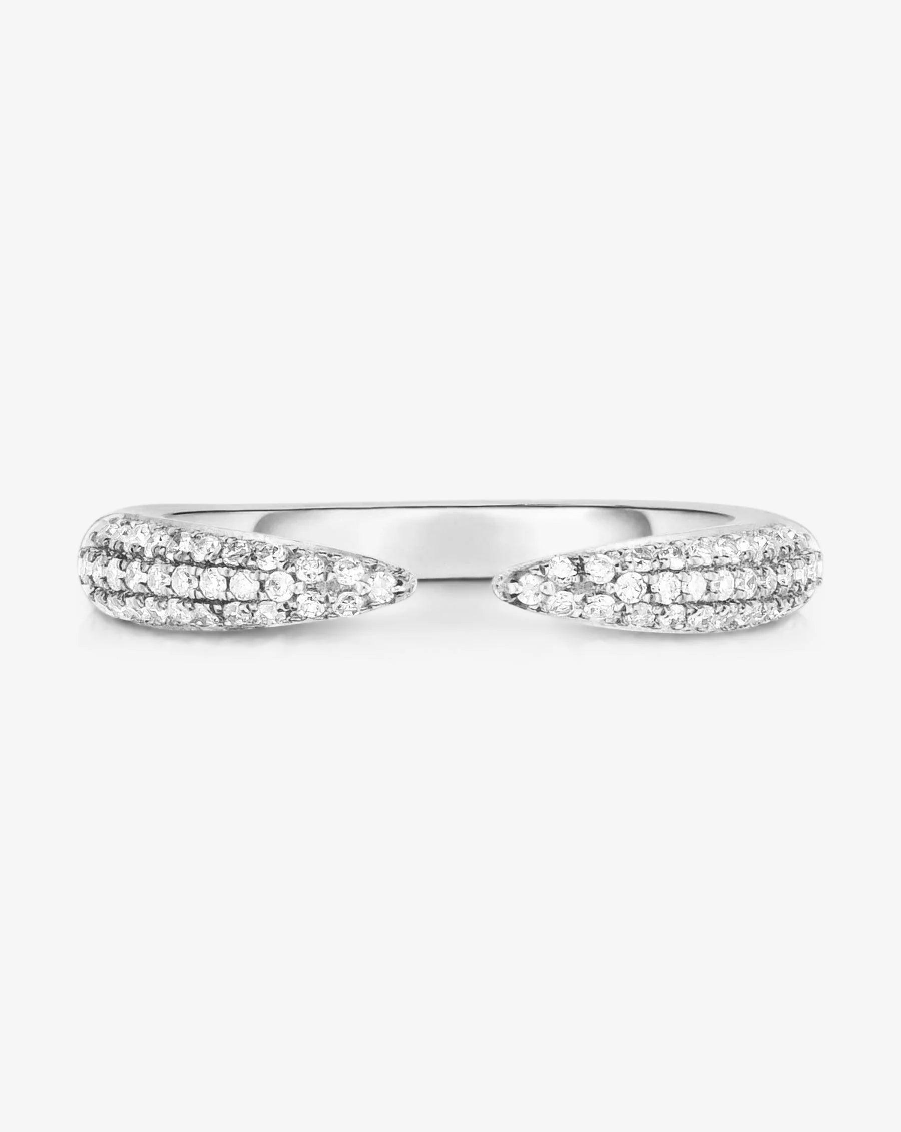 women’s emerald cut ring-Triple Row Claw Silver Ring