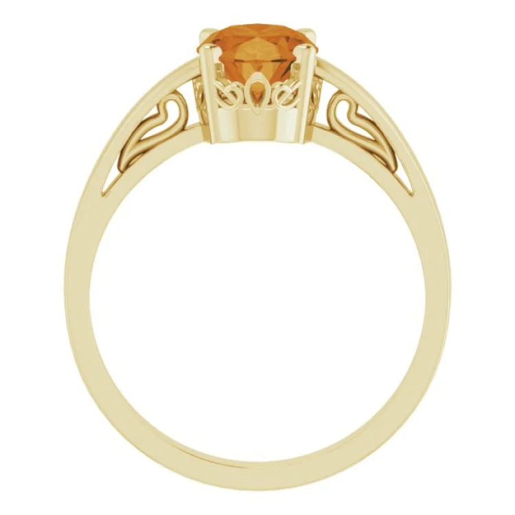 women’s stacking wedding rings-14K Yellow Natural Citrine Ring