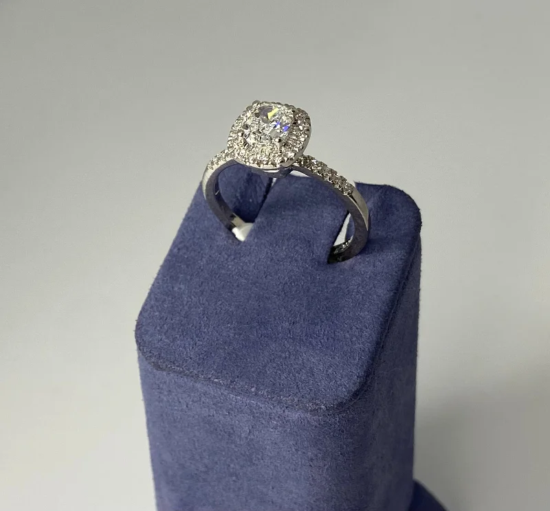 White Gold Cushion Cut Natural Diamond Ring