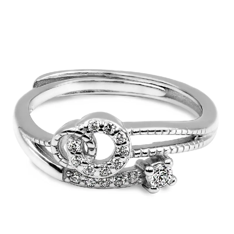 women’s affordable diamond rings-Zarkan Linked Classic Silver Sterling Ring