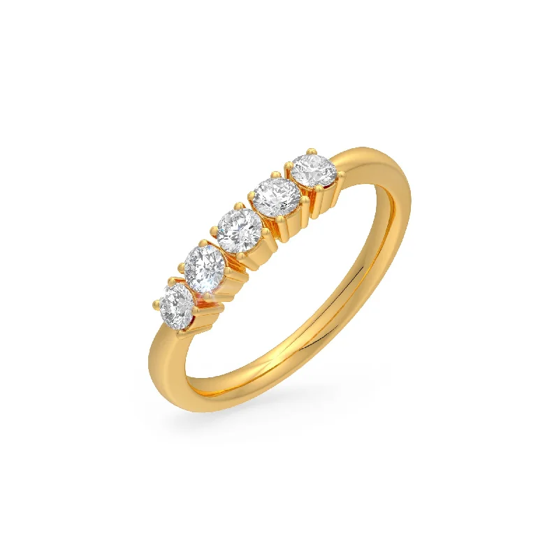 women’s solitaire rings-Five Diamond band