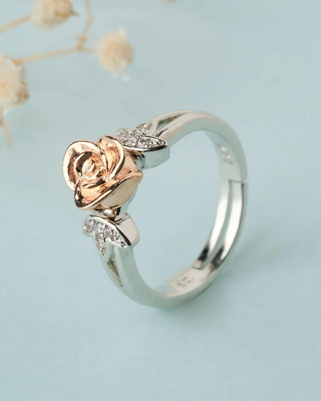 women’s round ring-925 Sterling Silver Beautiful Rose Ring R01592