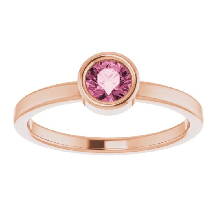 women’s wedding rings with diamonds-14K Rose 4.5 mm Natural Pink Tourmaline Ring