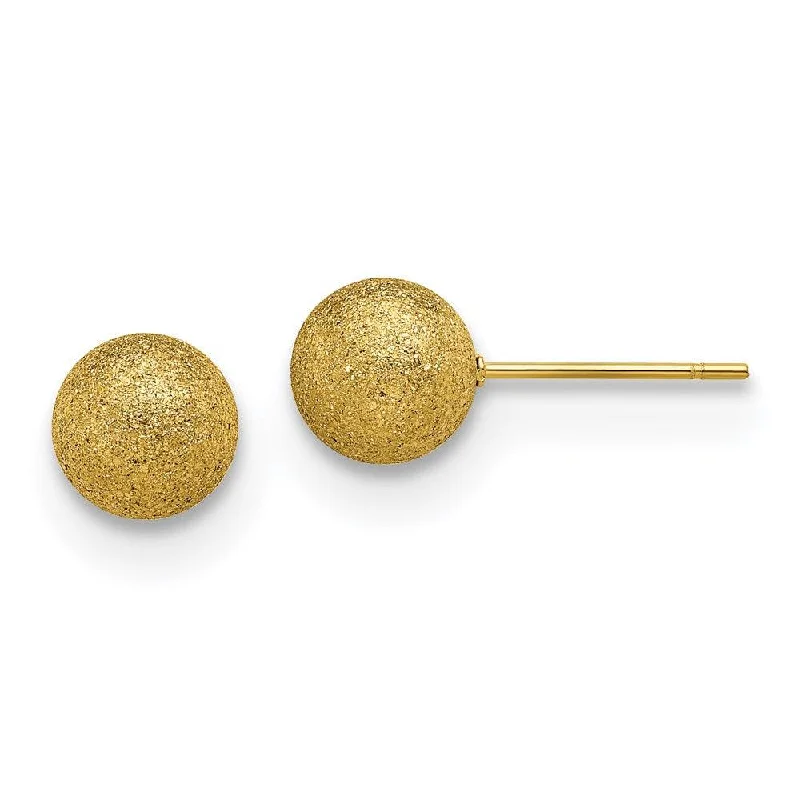 women’s double stud earrings-Stainless Steel Polished Laser cut Yellow IP-plated 8mm Ball Post Earrings