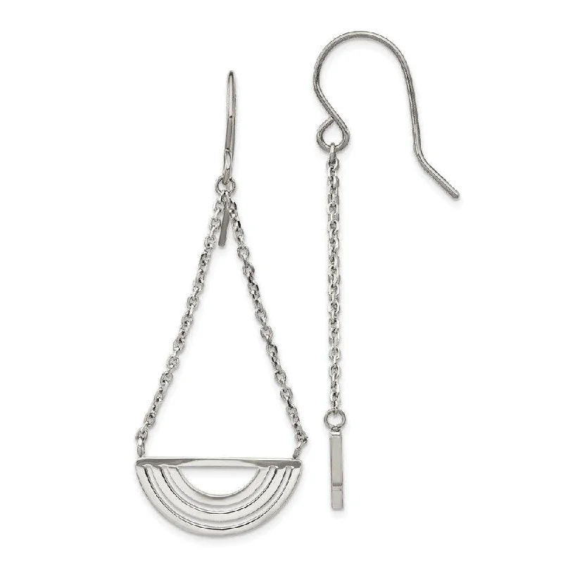 women’s cubic zirconia earrings-Stainless Steel Polished Dangle Shepherd Hook Earrings