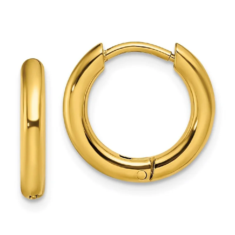 women’s oversized earrings-Stainless Steel Polished Yellow IP-plated 2.5mm Hinged Hoop Earrings