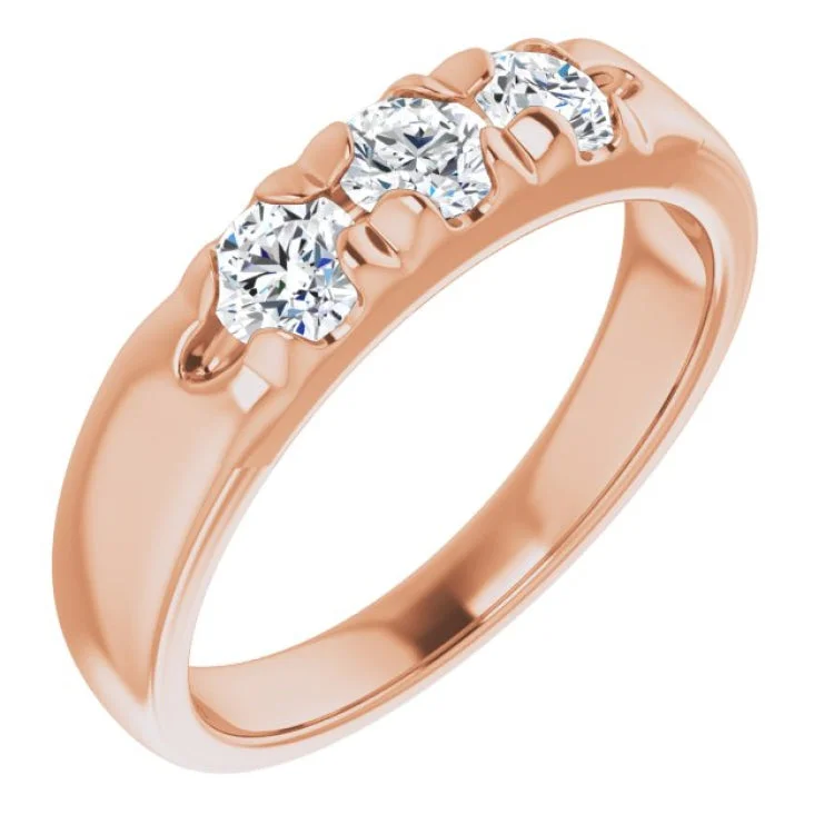 women’s silver gemstone ring-14K Rose 3/4 CTW Natural Diamond Anniversary Band