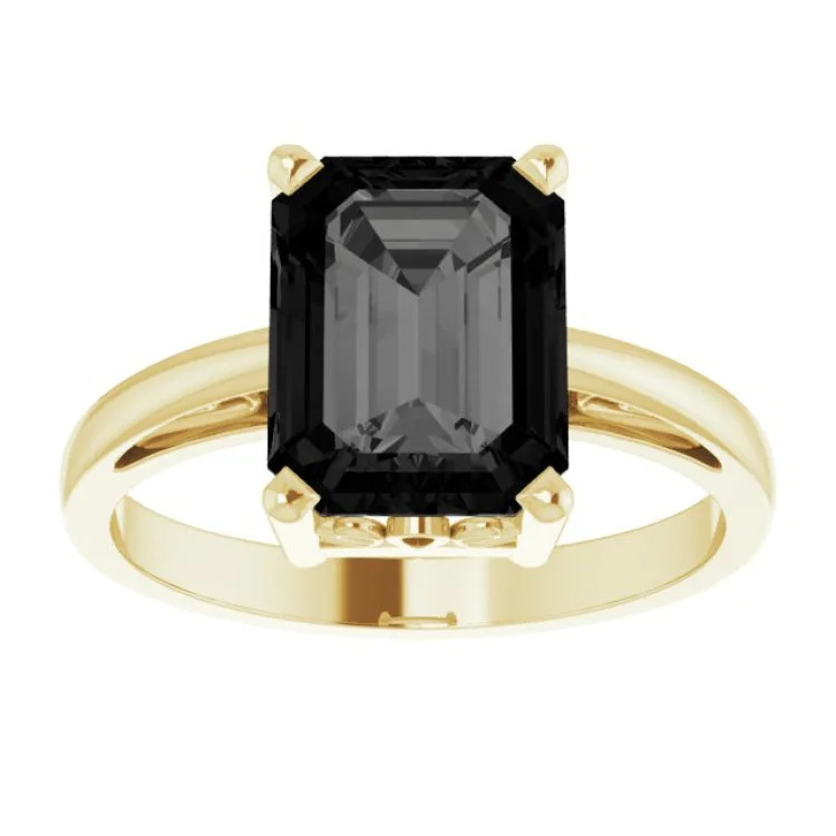 women’s ruby ring-14K Yellow Natural Black Onyx Scroll Setting® Ring