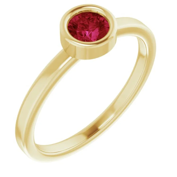 women’s solitaire rings-14K Yellow 4.5 mm Lab-Grown Ruby Ring