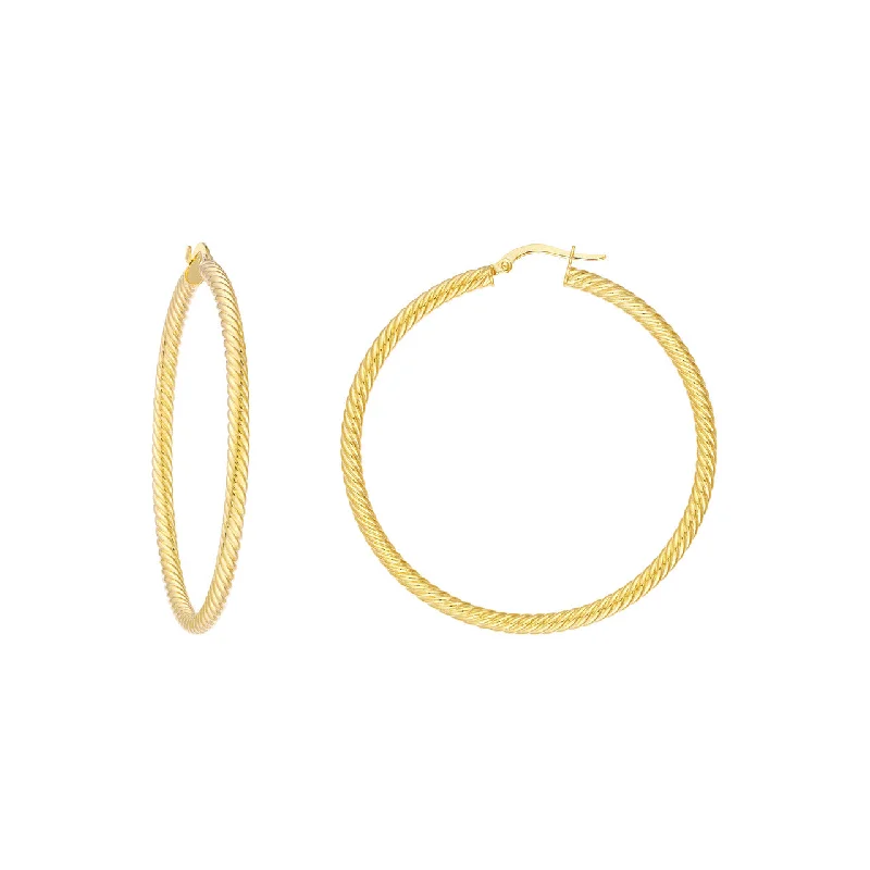 women’s statement earrings-14K 50mm Rope Twist Hoop Earrings