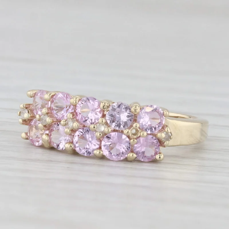 1.63ctw Pink Sapphire Diamond Ring 10k Yellow Gold Size 6 Stackable