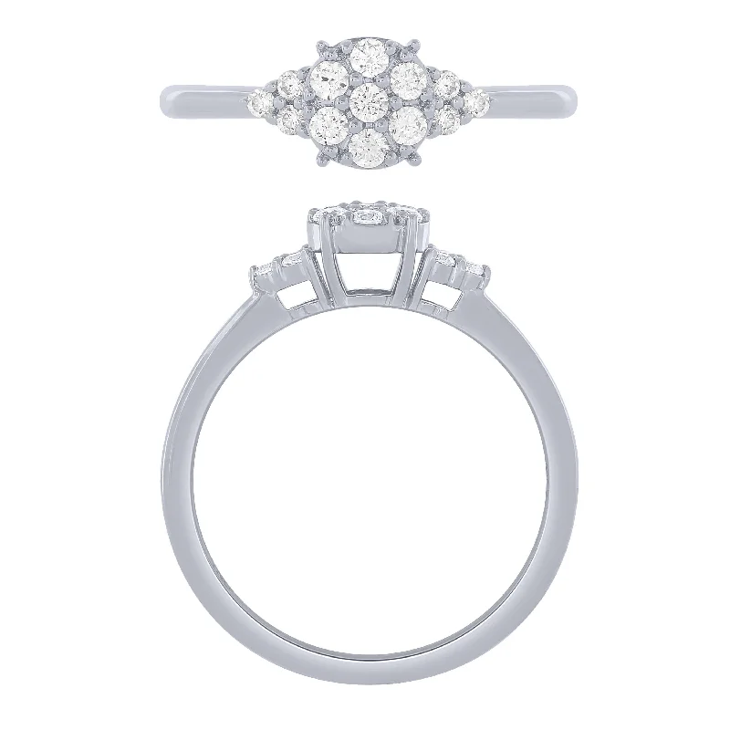 women’s promise rings-14K White Gold 1/4Cttw Diamond Cluster Ring