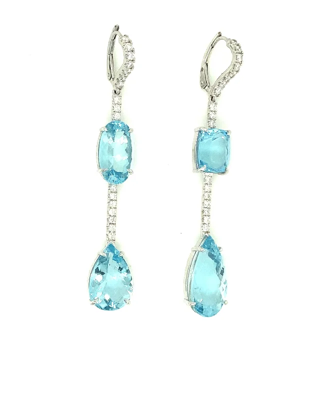 women’s sapphire stud earrings-Aquamarine Earrings with Diamonds 4-JSA