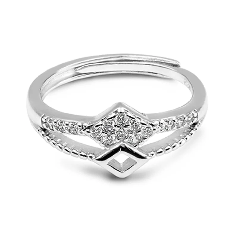 women’s solitaire rings-Zarkan Minimal Elegant Zircon Silver Ring