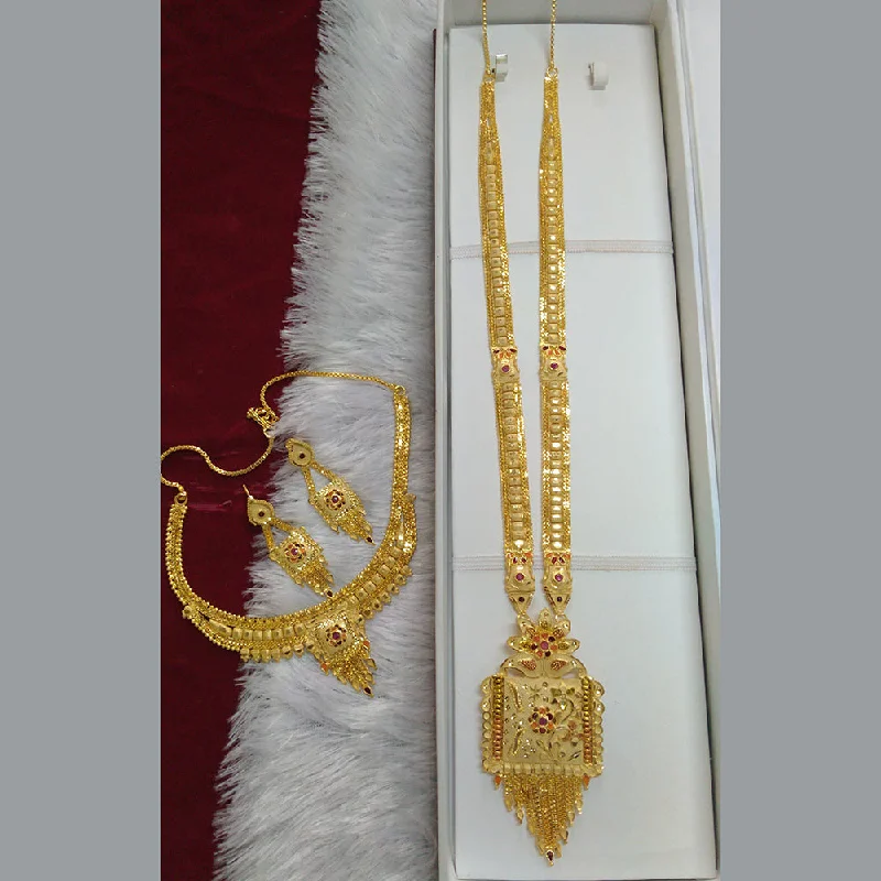 women’s flower necklace-Pari Art Jewellery Forming Long And Short Necklace Set