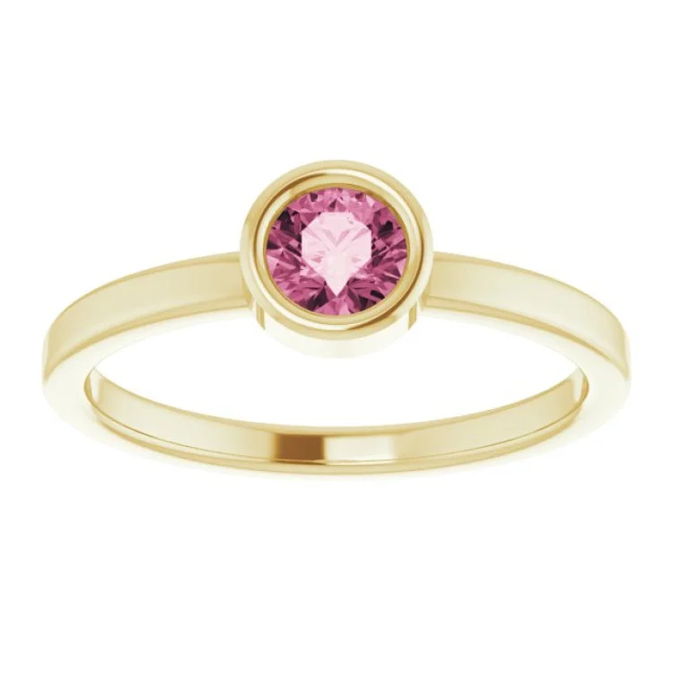 women’s round ring-14K Yellow 4.5 mm Natural Pink Tourmaline Ring