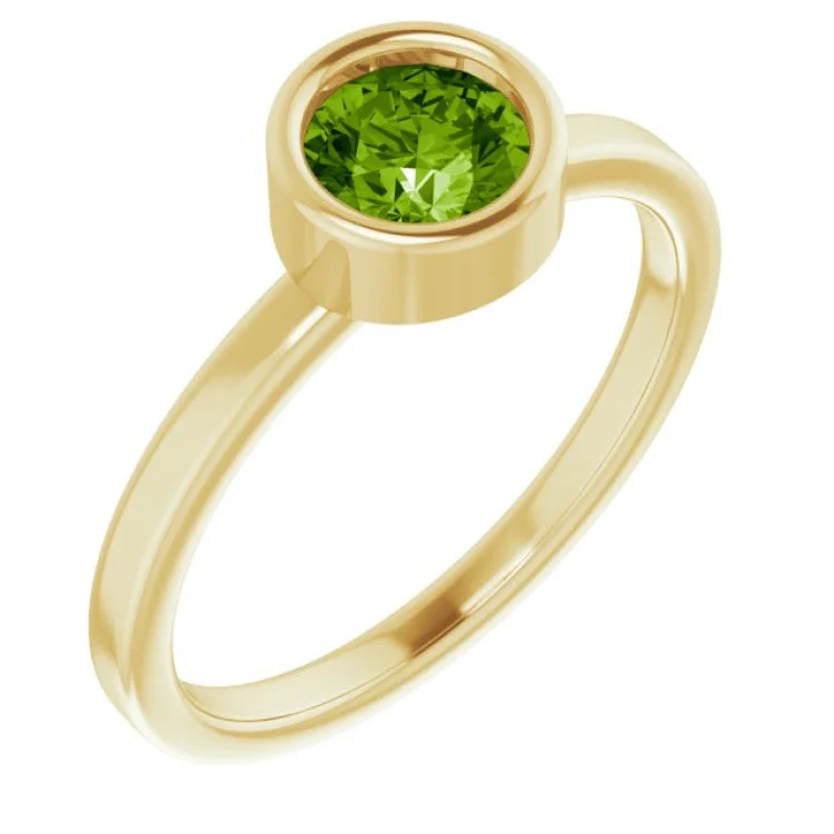 women’s modern rings-14K Yellow 5.5 mm Natural Peridot Ring