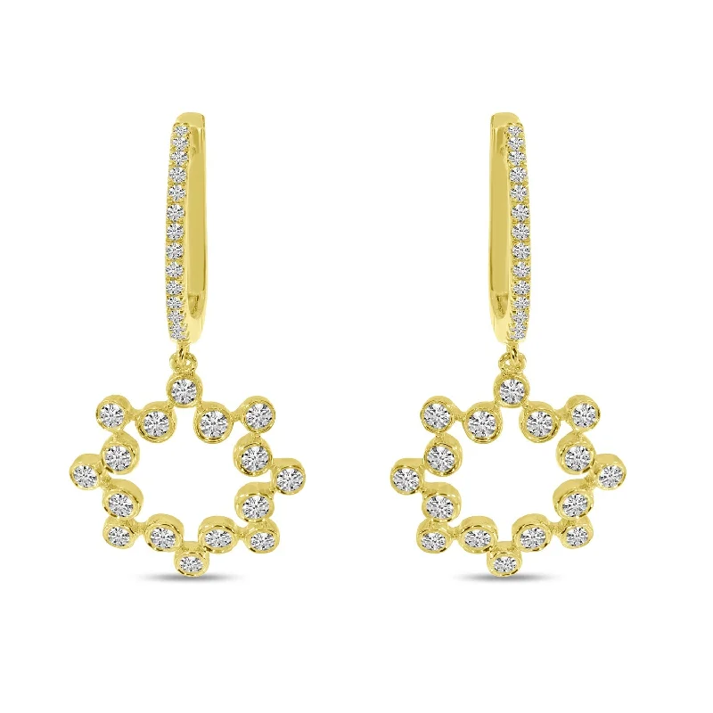 women’s gold drop earrings-DIAMOND BUBBLE HUGGIE EARRINGS E10572